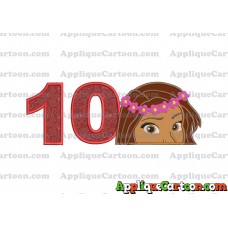 Moana Applique Embroidery Design Birthday Number 10
