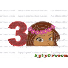 Moana Applique Embroidery Design Birthday Number 3