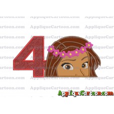 Moana Applique Embroidery Design Birthday Number 4