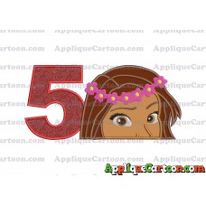 Moana Applique Embroidery Design Birthday Number 5