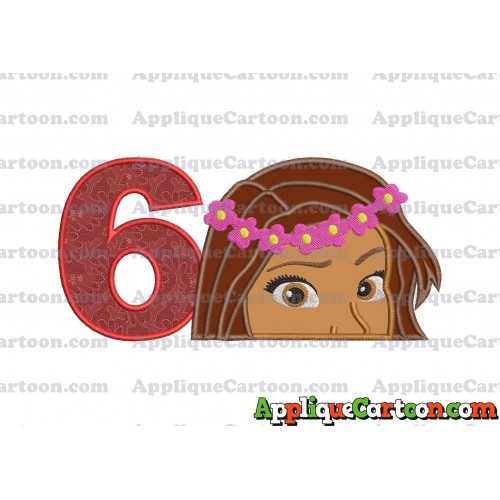 Moana Applique Embroidery Design Birthday Number 6