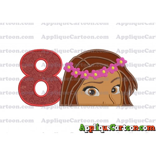 Moana Applique Embroidery Design Birthday Number 8
