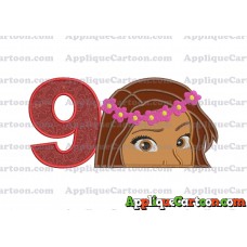 Moana Applique Embroidery Design Birthday Number 9