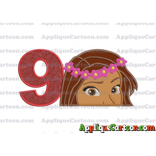 Moana Applique Embroidery Design Birthday Number 9
