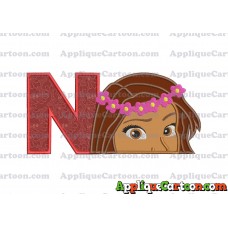 Moana Applique Embroidery Design With Alphabet N