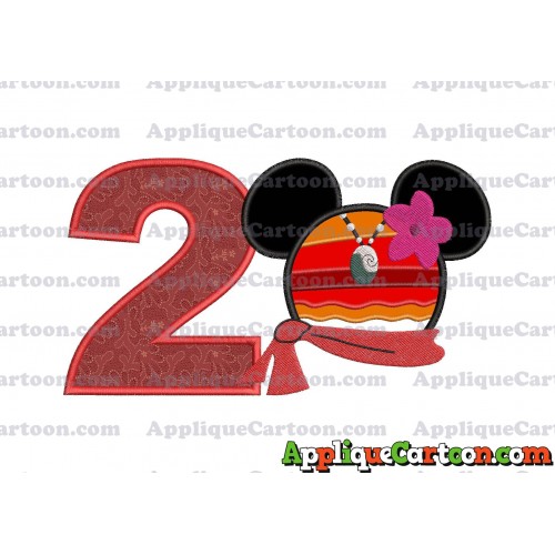 Moana Mickey Ears 01 Applique Embroidery Design Birthday Number 2