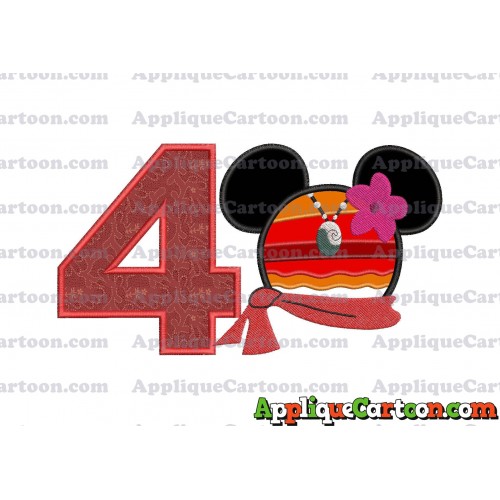 Moana Mickey Ears 01 Applique Embroidery Design Birthday Number 4