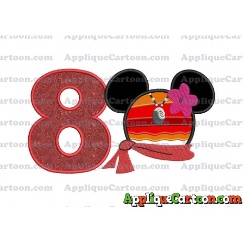 Moana Mickey Ears 01 Applique Embroidery Design Birthday Number 8