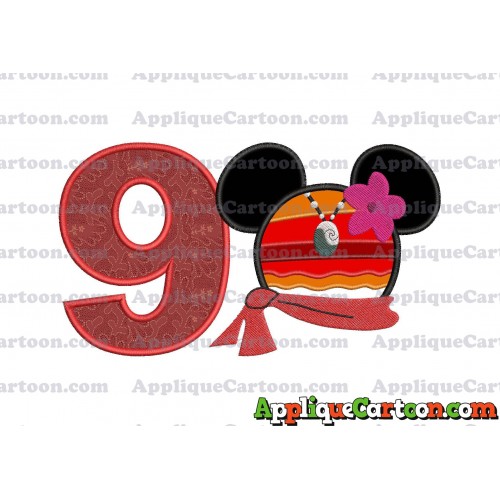 Moana Mickey Ears 01 Applique Embroidery Design Birthday Number 9