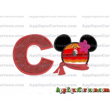 Moana Mickey Ears 01 Applique Embroidery Design With Alphabet C