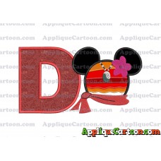 Moana Mickey Ears 01 Applique Embroidery Design With Alphabet D