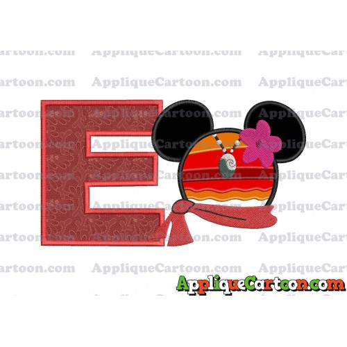 Moana Mickey Ears 01 Applique Embroidery Design With Alphabet E