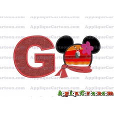 Moana Mickey Ears 01 Applique Embroidery Design With Alphabet G