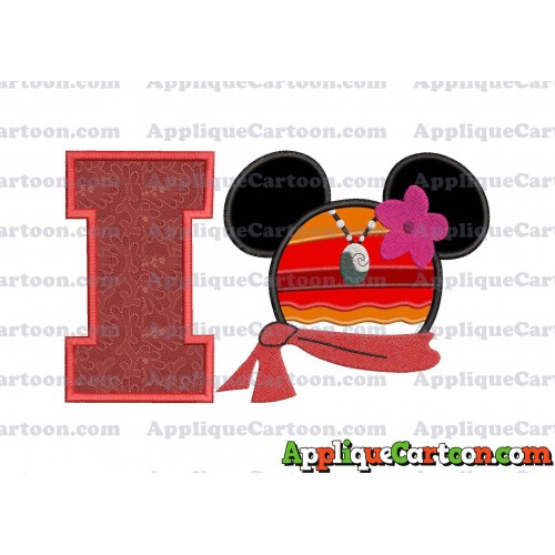 Moana Mickey Ears 01 Applique Embroidery Design With Alphabet I