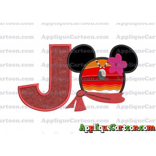 Moana Mickey Ears 01 Applique Embroidery Design With Alphabet J