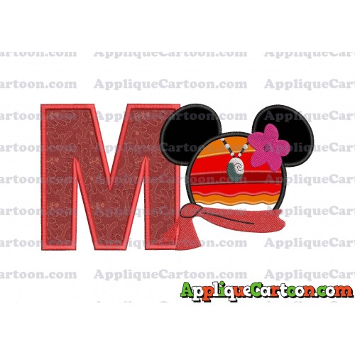 Moana Mickey Ears 01 Applique Embroidery Design With Alphabet M