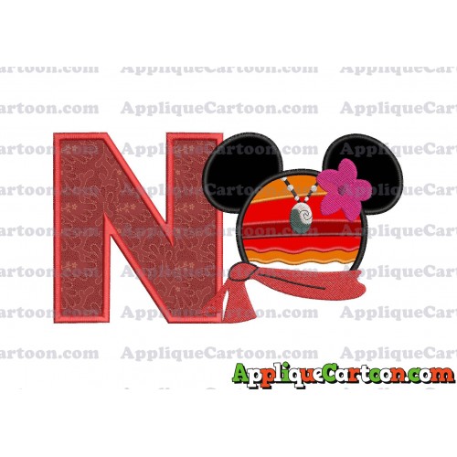 Moana Mickey Ears 01 Applique Embroidery Design With Alphabet N