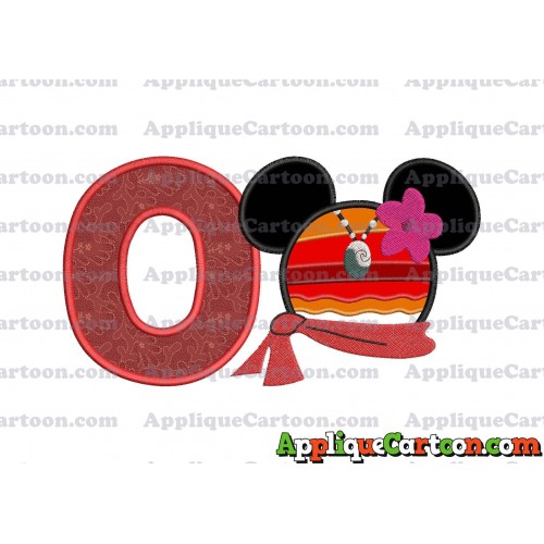 Moana Mickey Ears 01 Applique Embroidery Design With Alphabet O