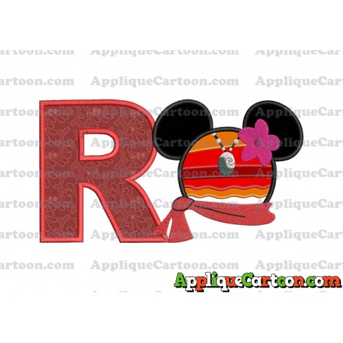 Moana Mickey Ears 01 Applique Embroidery Design With Alphabet R