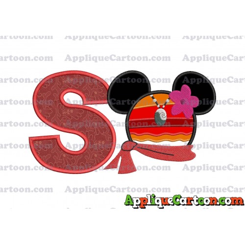Moana Mickey Ears 01 Applique Embroidery Design With Alphabet S