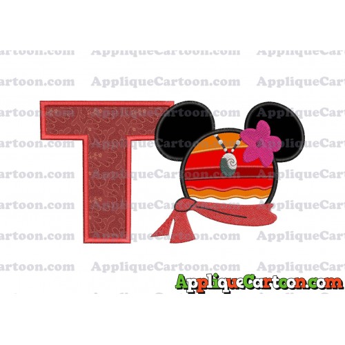 Moana Mickey Ears 01 Applique Embroidery Design With Alphabet T