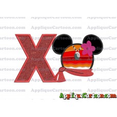 Moana Mickey Ears 01 Applique Embroidery Design With Alphabet X