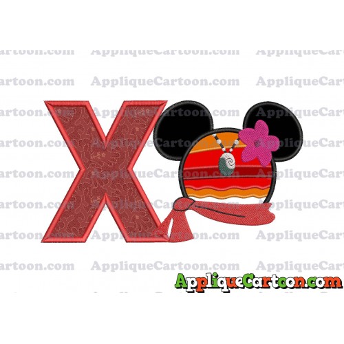 Moana Mickey Ears 01 Applique Embroidery Design With Alphabet X