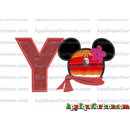 Moana Mickey Ears 01 Applique Embroidery Design With Alphabet Y