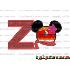 Moana Mickey Ears 01 Applique Embroidery Design With Alphabet Z