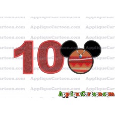 Moana Mickey Ears 02 Applique Embroidery Design Birthday Number 10