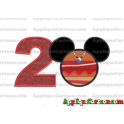 Moana Mickey Ears 02 Applique Embroidery Design Birthday Number 2