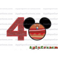 Moana Mickey Ears 02 Applique Embroidery Design Birthday Number 4