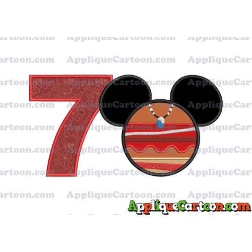 Moana Mickey Ears 02 Applique Embroidery Design Birthday Number 7