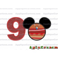 Moana Mickey Ears 02 Applique Embroidery Design Birthday Number 9