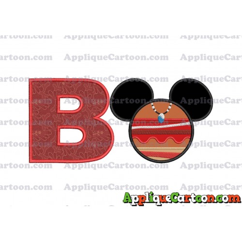 Moana Mickey Ears 02 Applique Embroidery Design With Alphabet B