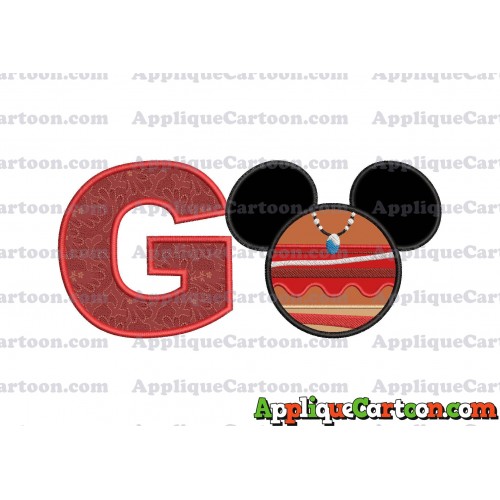 Moana Mickey Ears 02 Applique Embroidery Design With Alphabet G