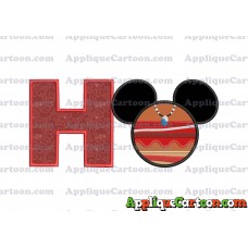 Moana Mickey Ears 02 Applique Embroidery Design With Alphabet H