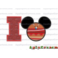 Moana Mickey Ears 02 Applique Embroidery Design With Alphabet I
