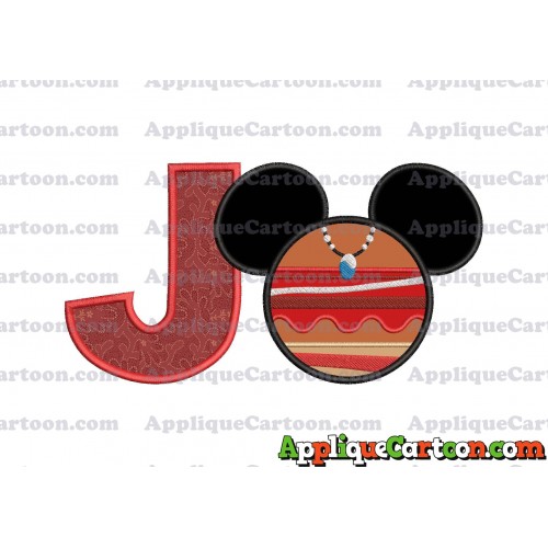 Moana Mickey Ears 02 Applique Embroidery Design With Alphabet J
