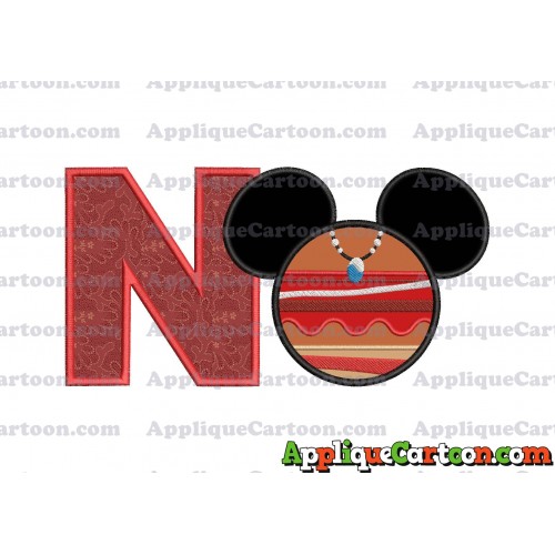Moana Mickey Ears 02 Applique Embroidery Design With Alphabet N