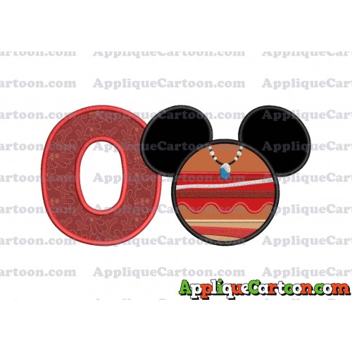 Moana Mickey Ears 02 Applique Embroidery Design With Alphabet O