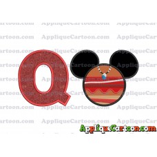Moana Mickey Ears 02 Applique Embroidery Design With Alphabet Q