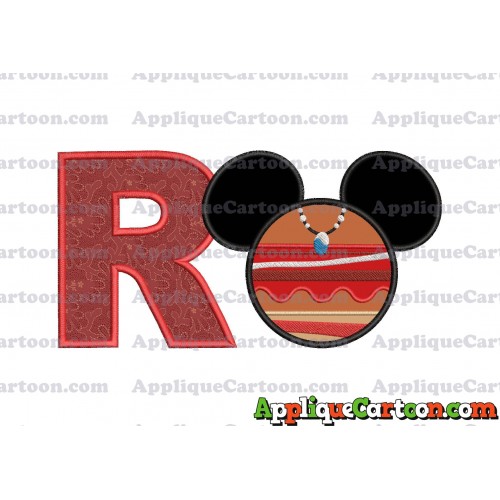 Moana Mickey Ears 02 Applique Embroidery Design With Alphabet R