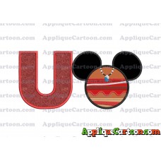 Moana Mickey Ears 02 Applique Embroidery Design With Alphabet U