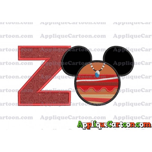 Moana Mickey Ears 02 Applique Embroidery Design With Alphabet Z