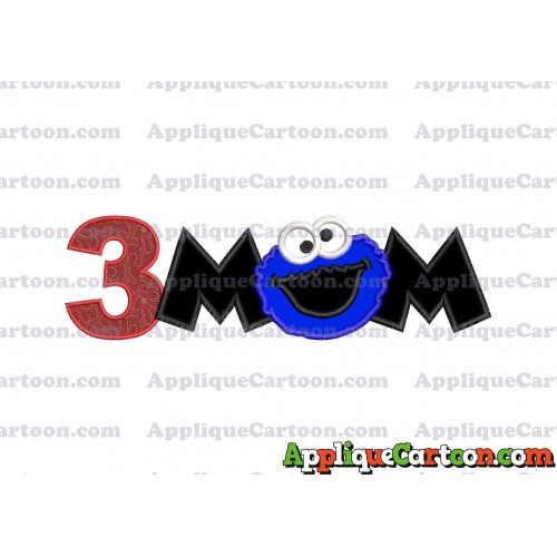 Mom Cookie Monster Applique Embroidery Design Birthday Number 3