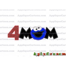Mom Cookie Monster Applique Embroidery Design Birthday Number 4