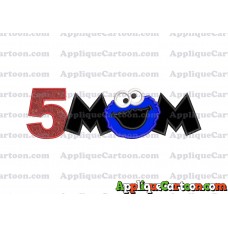Mom Cookie Monster Applique Embroidery Design Birthday Number 5