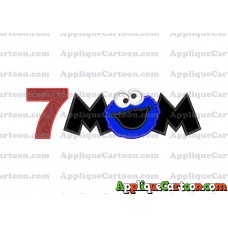 Mom Cookie Monster Applique Embroidery Design Birthday Number 7