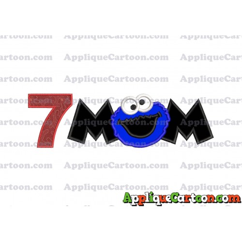 Mom Cookie Monster Applique Embroidery Design Birthday Number 7